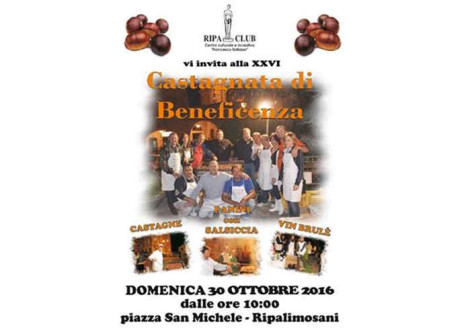 Sarà domenica prossima, il 30 ottobre, la giornata dedicata alla castagnata di Ripalimosani, manifestazione organizzata dal circolo Ripa Club che è giunta quest’anno alla sua edizione numero 26. E’ l’appuntamento che invita tutti a scaldarsi con caldarroste e vin brulé, ma non solo. Come sempre sarà possibile cenare con panini alla salsiccia e con la pancetta. Il tutto in piazza San Michele, dalle 10 al mattino e dalle 17 nel pomeriggio. Il ricavato delle offerte per i tradizionali sacchetti di castagne arrosto verrà devoluto in beneficienza.