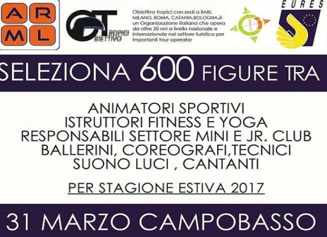 Eures Campobasso, animatori sportivi, istruttori fitness e yoga, ballerini, coreografi
