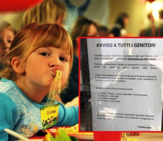 Tenete a casa i bambini maleducati! Quel cartello in pizzeria che fa discutere bimba locale